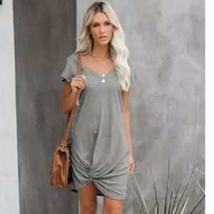 Gray Clear Skies Jersey Twist T-Shirt Dress